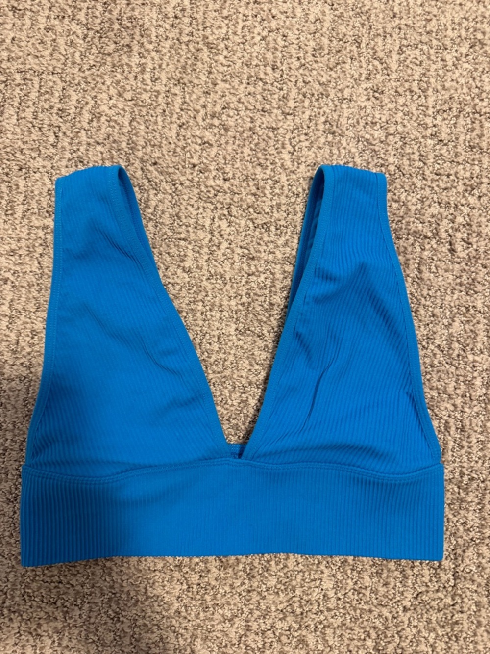 Garage Blue Ribbed V-Neck Crop Top